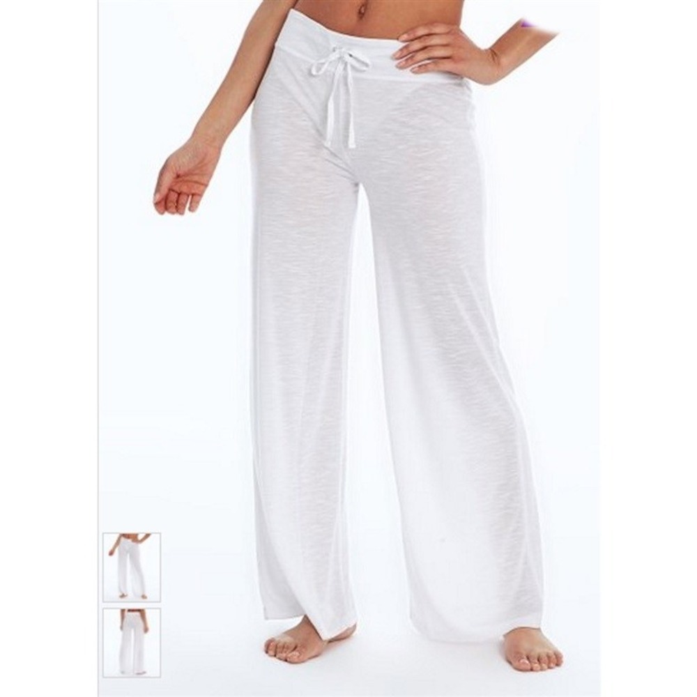 NWT Balance Collection M White Wide-Leg Eyelet Cover-Up Pants 127862